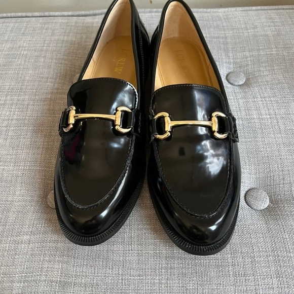 J. Crew Black and Gold Patent Leather Loafers - Picture 4 of 6